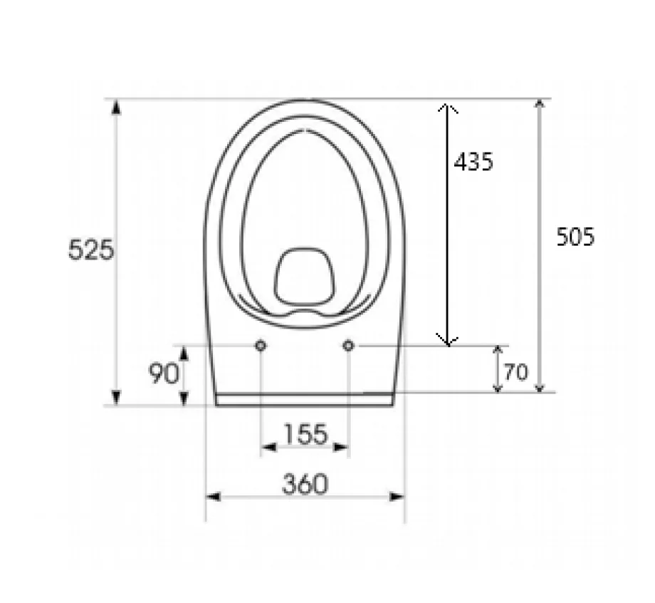 Cuvette suspendue sans bride pour abattant WC lavant - taille standard