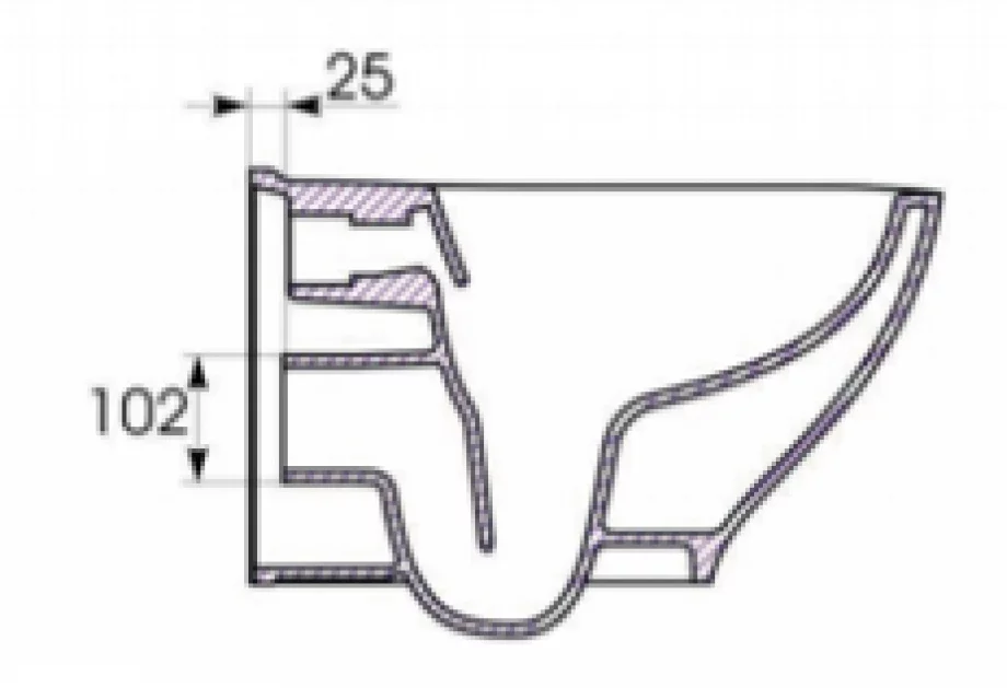 Cuvette suspendue sans bride pour abattant wc japonais - taille carrée (ou standard)