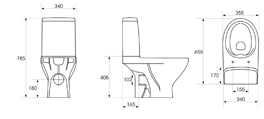 Pack wc au sol MODUO pour abattant WC japonais de taille standard ou carrée